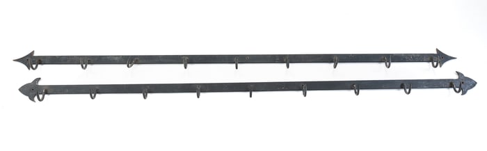 TWO AMERICAN IRON MEAT RACKS.