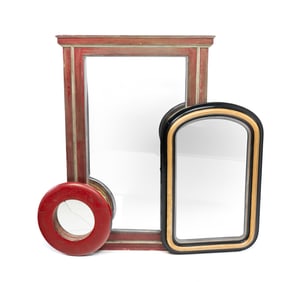 THREE PAINTED FRAME MIRRORS.
