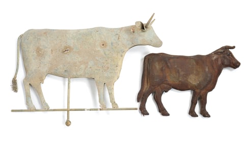 TWO FULL BODIED COW WEATHERVANES.