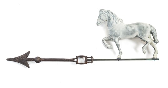 FIGURAL LIGHTNING ROD DIRECTIONAL WITH HORSE.