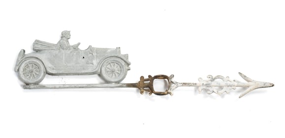 LIGHTNING ROD DIRECTIONAL WITH CAR AND DRIVER.