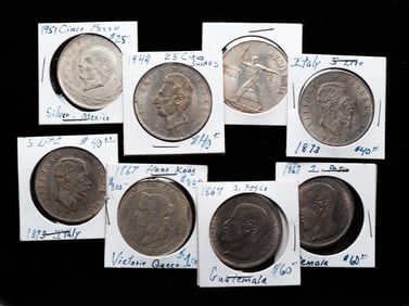 GROUP OF FOREIGN SILVER COINS.