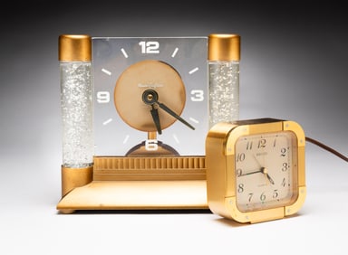TWO DESK TOP CLOCKS.
