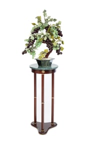 JADE OR HARDSTONE GRAPEVINE BONSAI TREE CENTERPIECE.