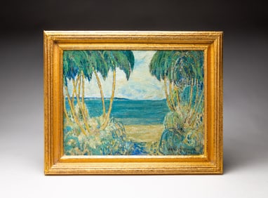 TROPICAL LANDSCAPE BY CARL SPRINGER (1874-1935).