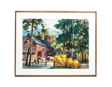 FARMYARD SCENE BY JOHN PIKE (1911-1979)