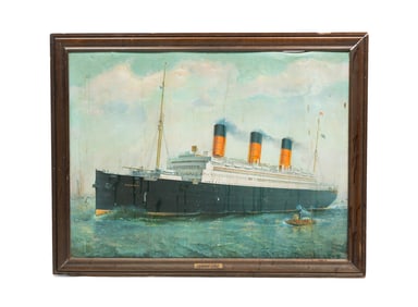 CUNARD LINE TIN LITHOGRAPH OF THE "BERENGARIA".