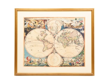 PRINT OF "ORBIS TERRARUM NOVA ET ACCURATISSIMA TABULA" AFTER NICOLAO VISSCHER (1618-1679).