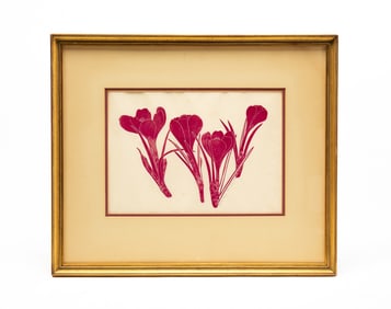 “CROCUS?? LINOCUT BY HENRY EVANS (1918-1990).