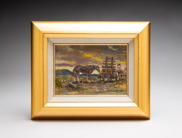 FARM SCENE BY LESLIE COPE (1913-2002).
