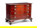 CHIPPENDALE SERPENTINE FRONT CHEST OF DRAWERS.