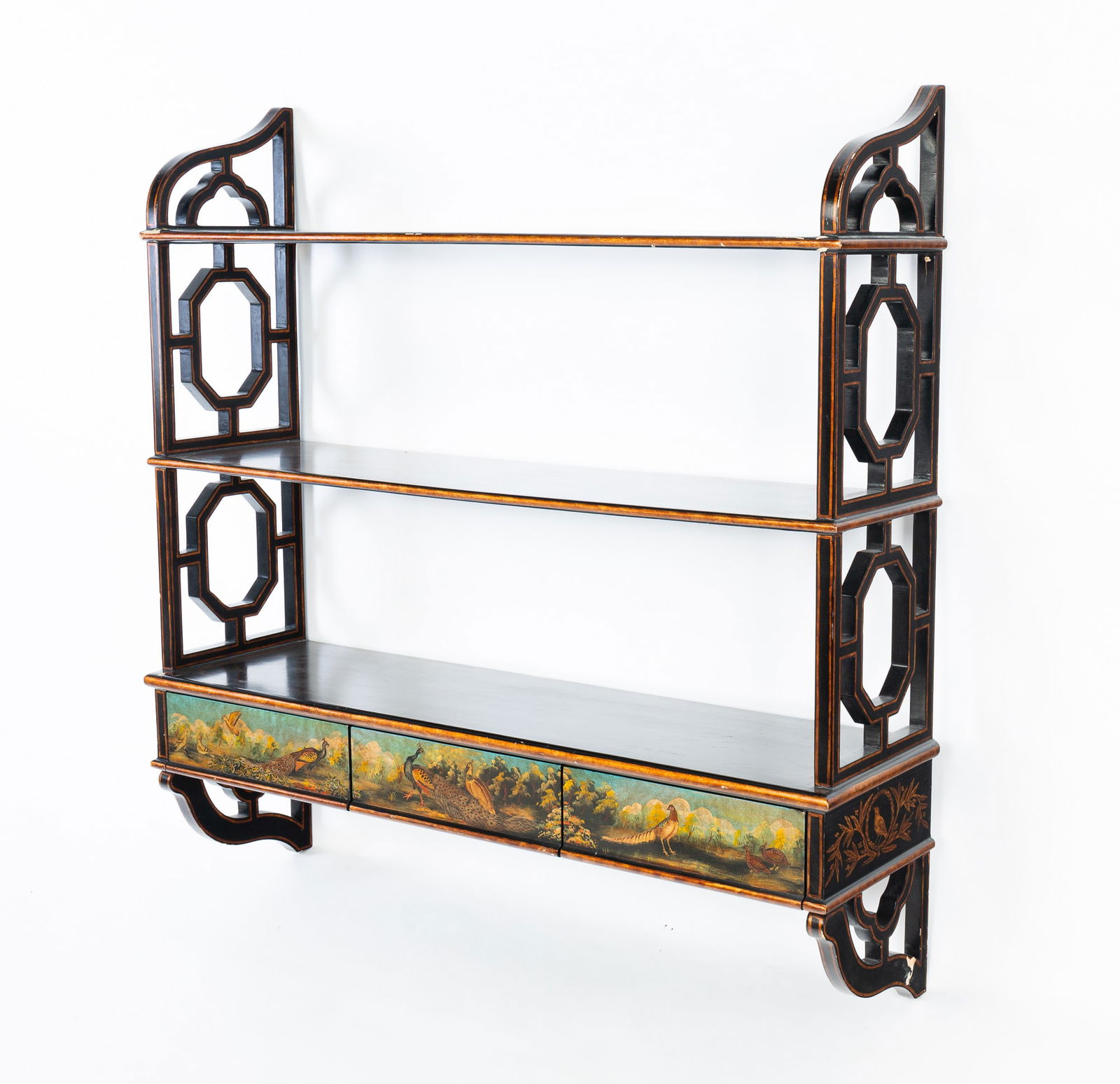 CHINOISERIE LACQUERED HANGING SHELF. (1 of 5)