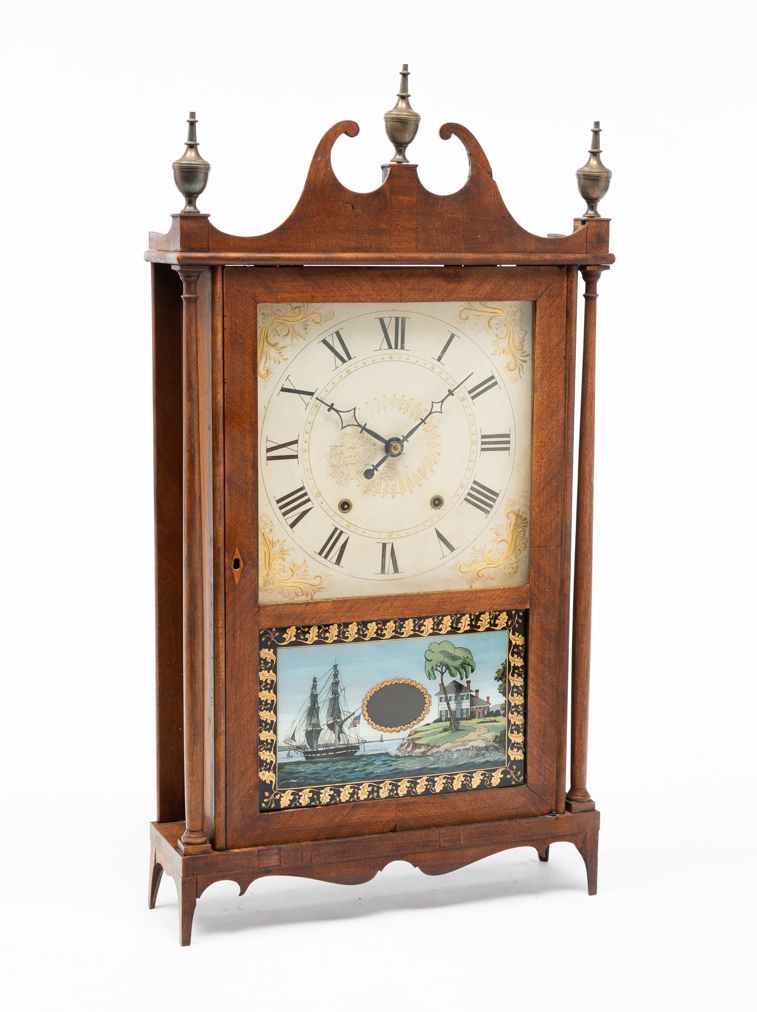CHARLES KIRKE FOR GEORGE MITCHELL PILLAR AND SCROLL MANTLE CLOCK. (1 of 6)