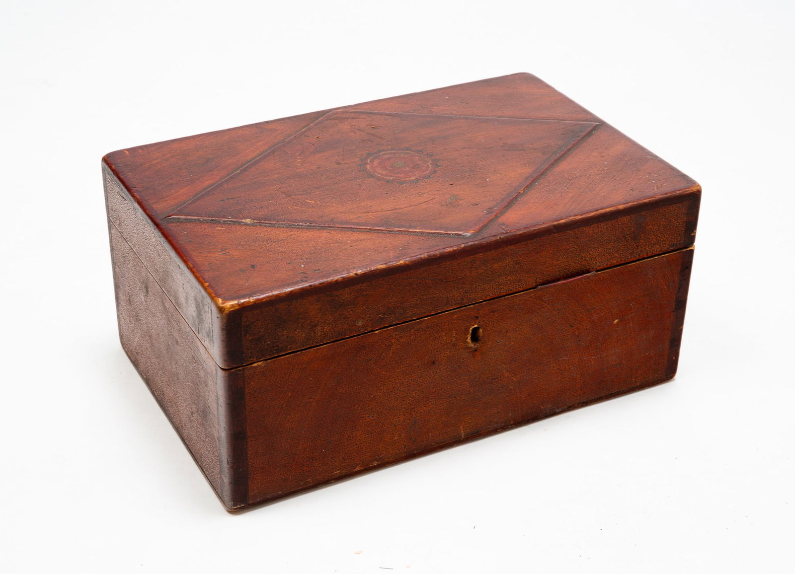 PAINT DECORATED WOOD WRITING BOX. (1 of 3)