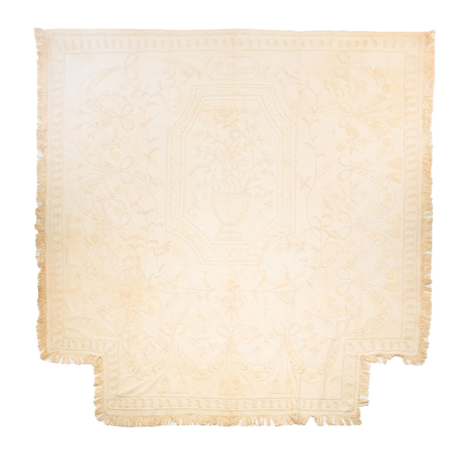 WHITEWORK CANDLEWICK BEDSPREAD. (1 of 4)