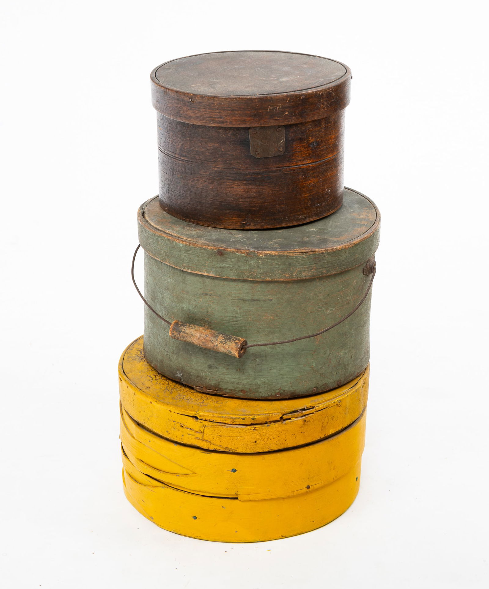 THREE PAINTED STORAGE BOXES. (1 of 3)