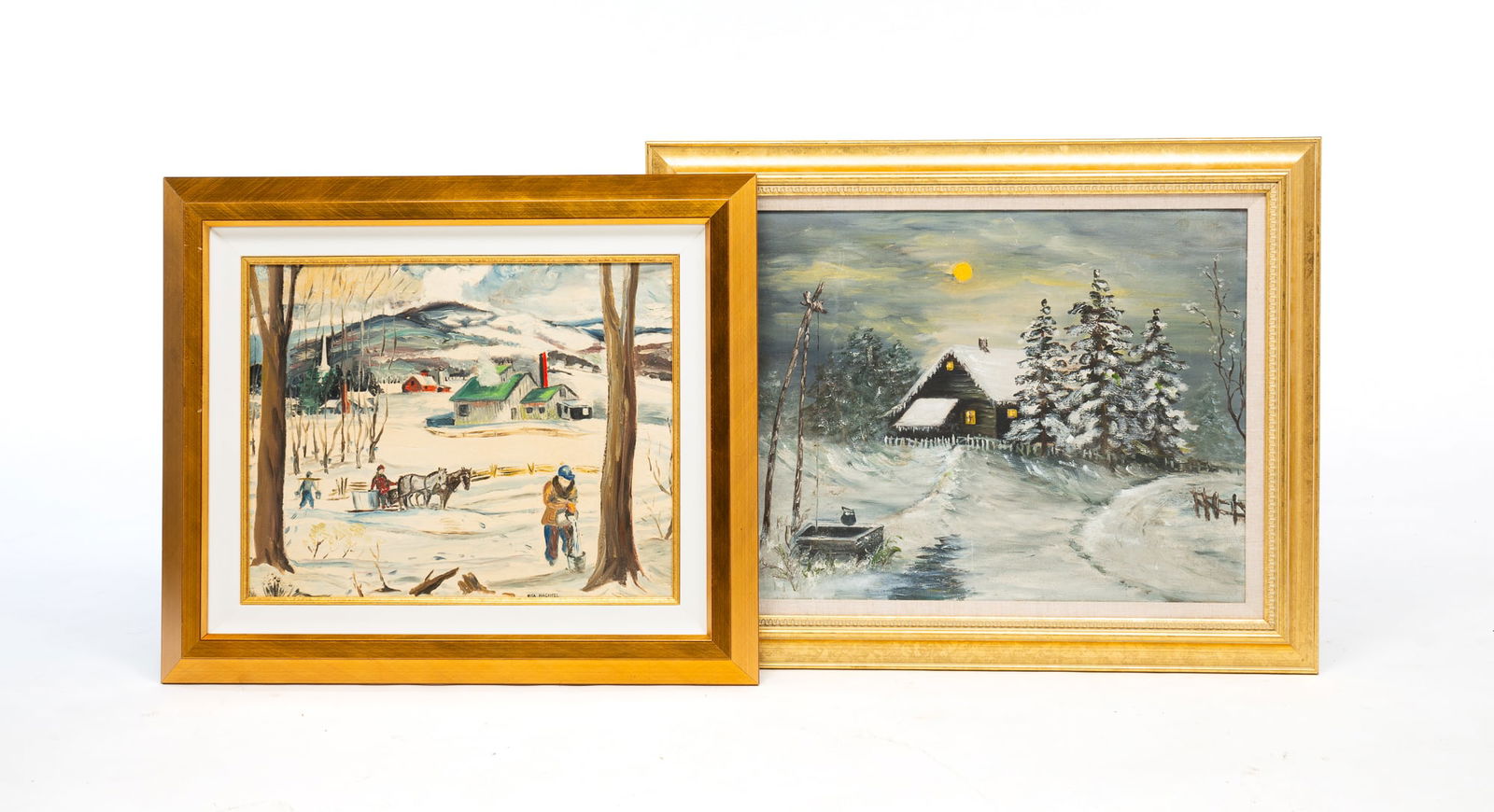 TWO FRAMED WINTER LANDSCAPES. (1 of 5)