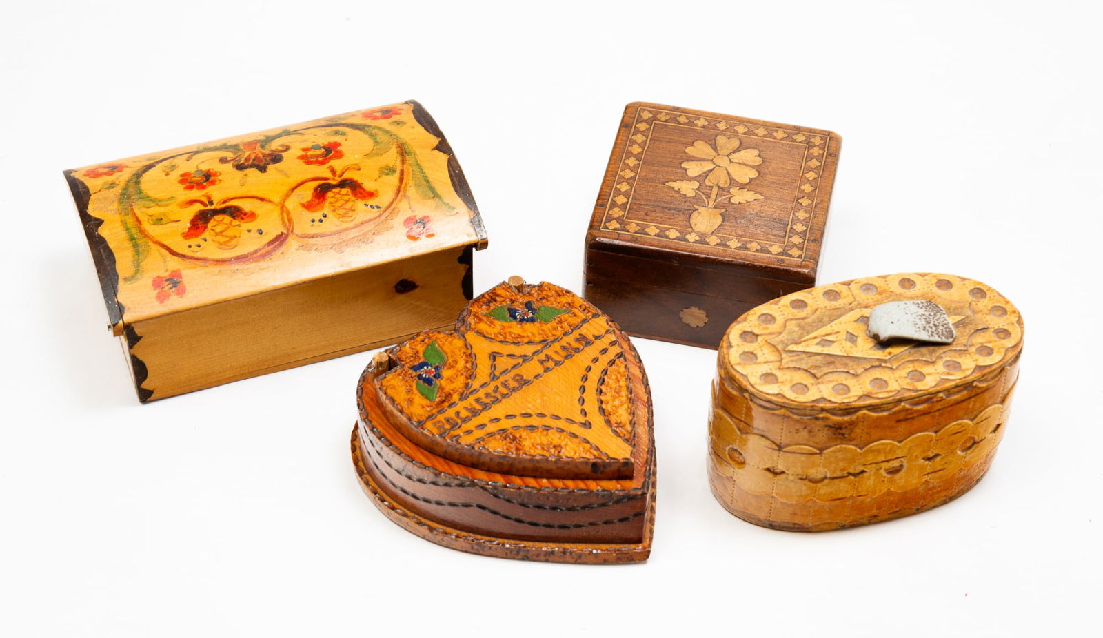 COLLECTION OF FOUR WOOD BOXES. (1 of 2)