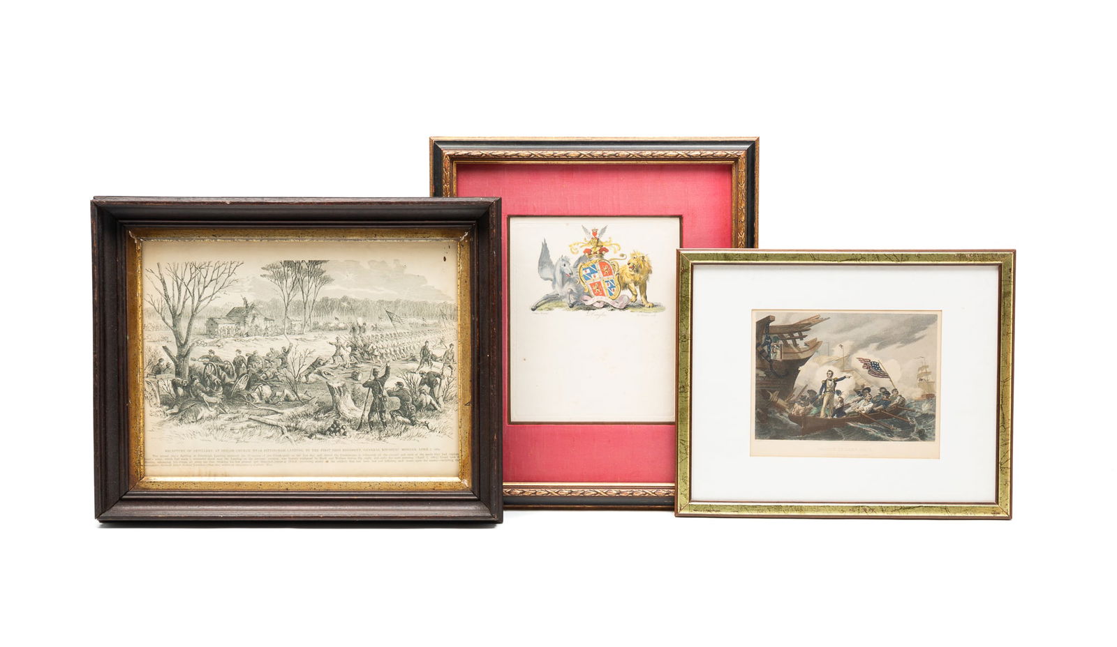 THREE FRAMED ENGRAVINGS. (1 of 5)