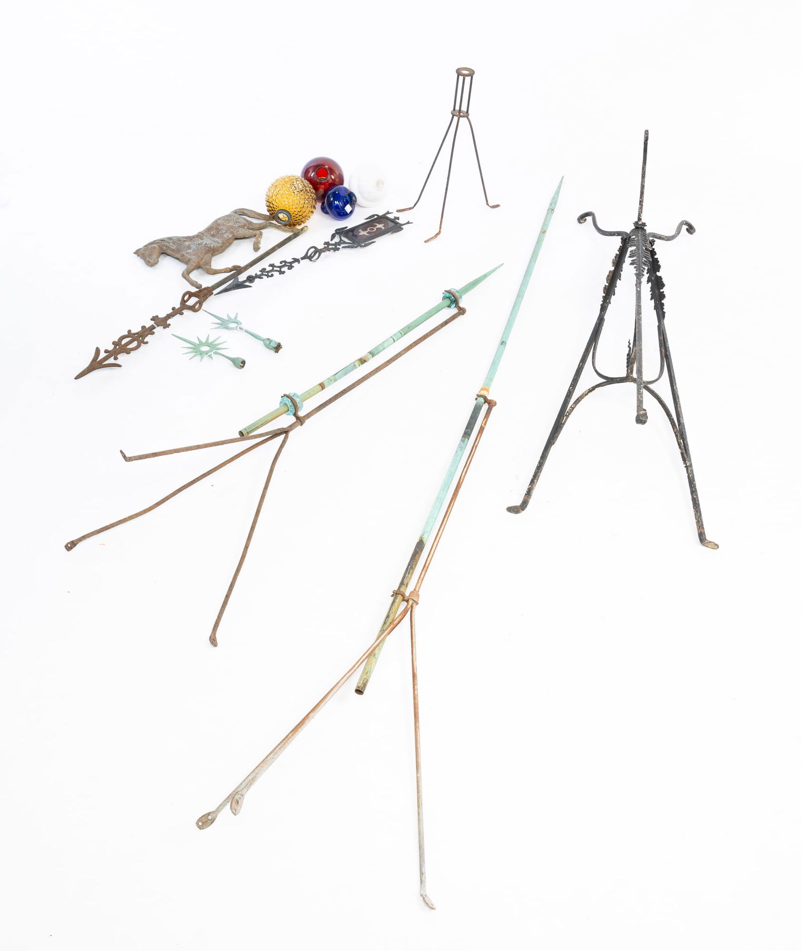 COLLECTION OF 12 LIGHTNING ROD PARTS. (1 of 2)