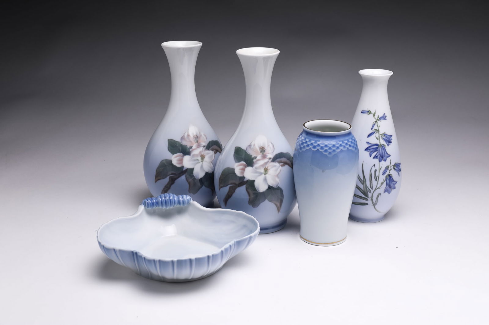 FIVE DANISH GLAZED PORCELAIN ITEMS. (1 of 6)