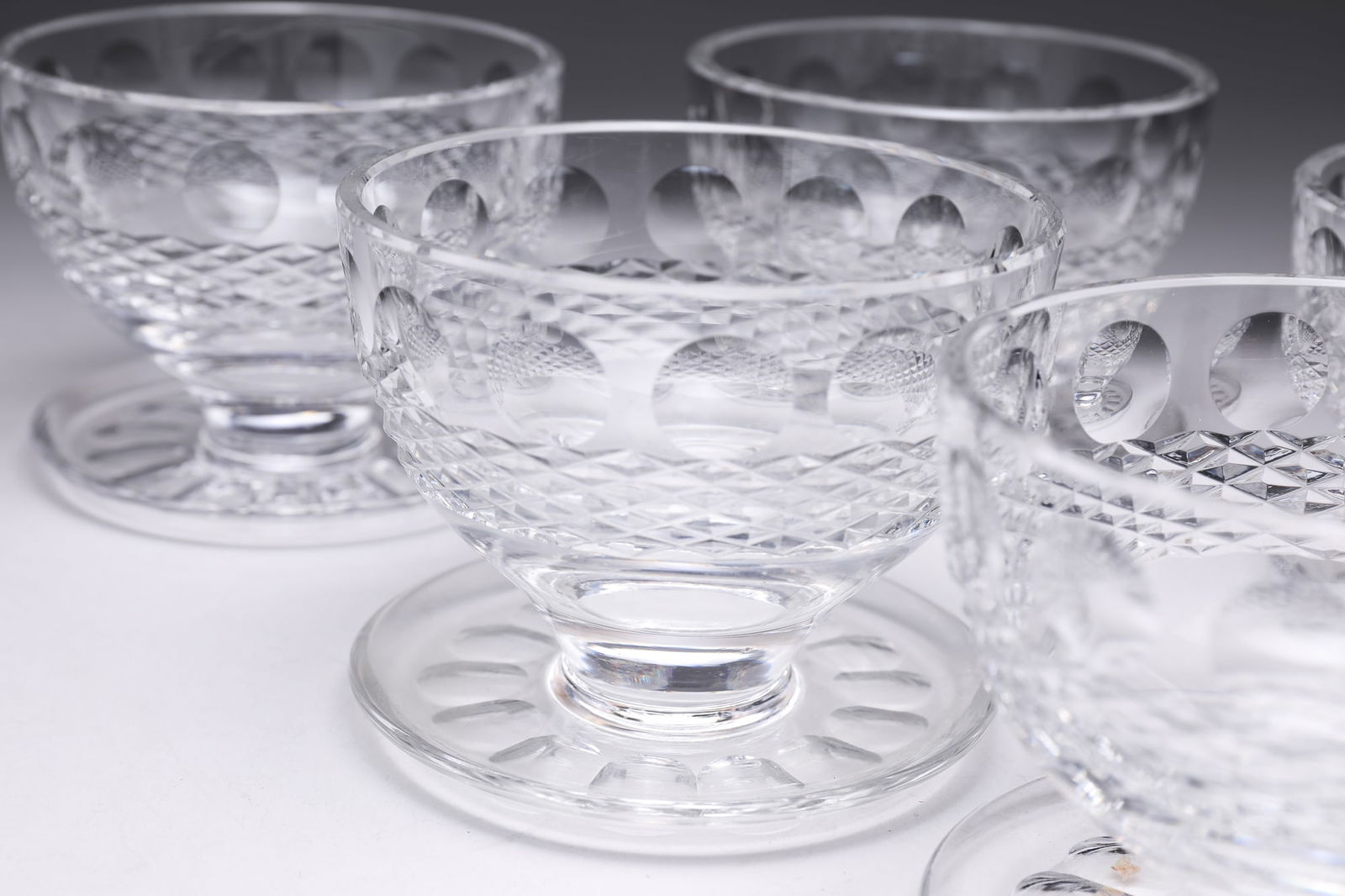 WATERFORD "COLLEEN" FOOTED DESSERT BOWLS. (1 of 2)