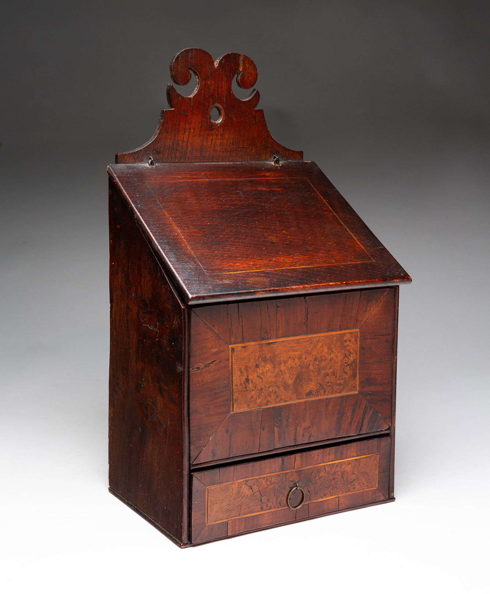 INLAID HANGING WALL BOX WITH DRAWER. (1 of 6)