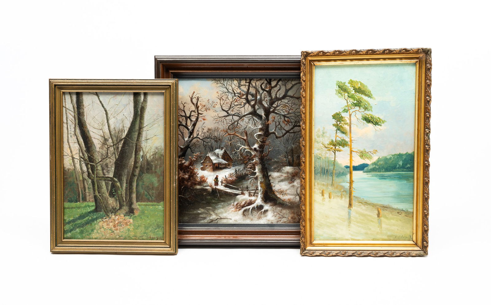 THREE LANDSCAPE OIL PAINTINGS. (1 of 5)