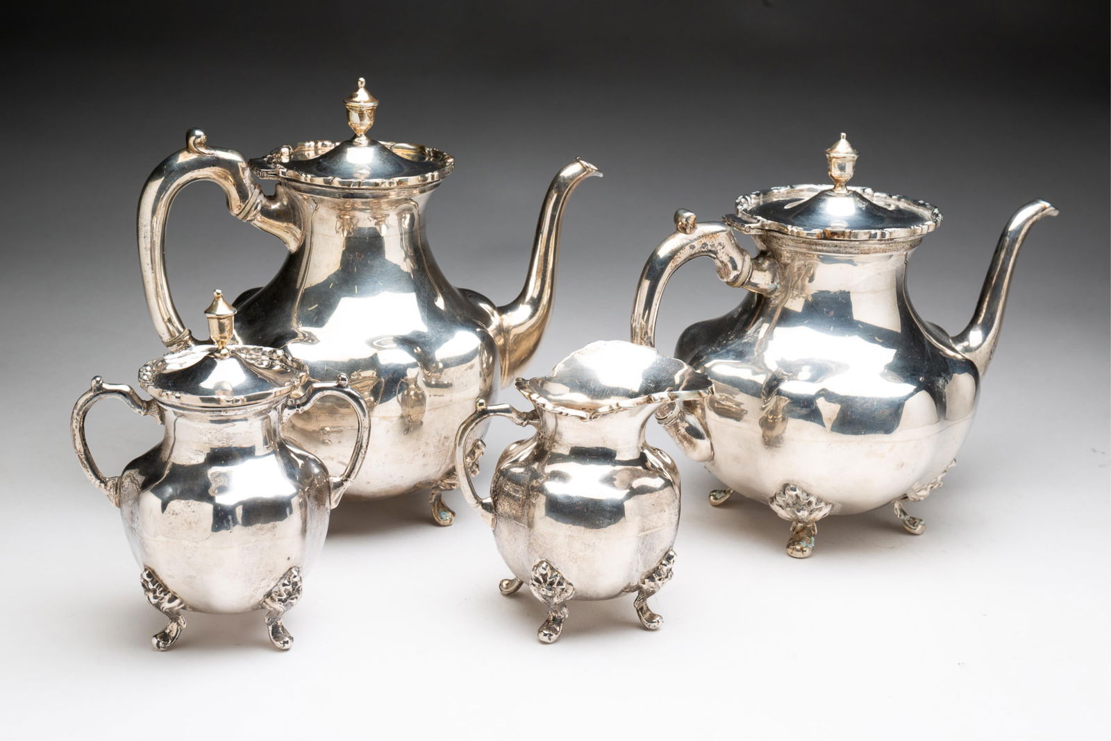 STERLING SILVER A. TORRES VEGA COFFEE AND TEA SERVICE. (1 of 3)