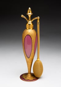 ART NOUVEAU GLASS PERFUME ATOMIZER BY DEVILBISS.