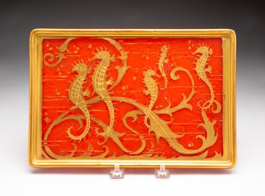 ART GLASS DRESSER TRAY.