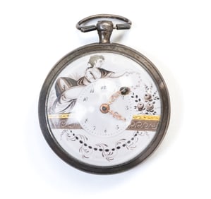 EARLY SILVER CASE VERGE FUSEE POCKET WATCH.