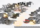 EIGHTEEN METAL BELT BUCKLES.