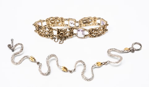 TWO SILVER BRACELETS.