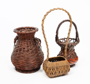 THREE FLOWER BASKETS.