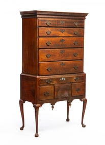 BOSTON QUEEN ANNE "FLAT TOP" HIGH CHEST.