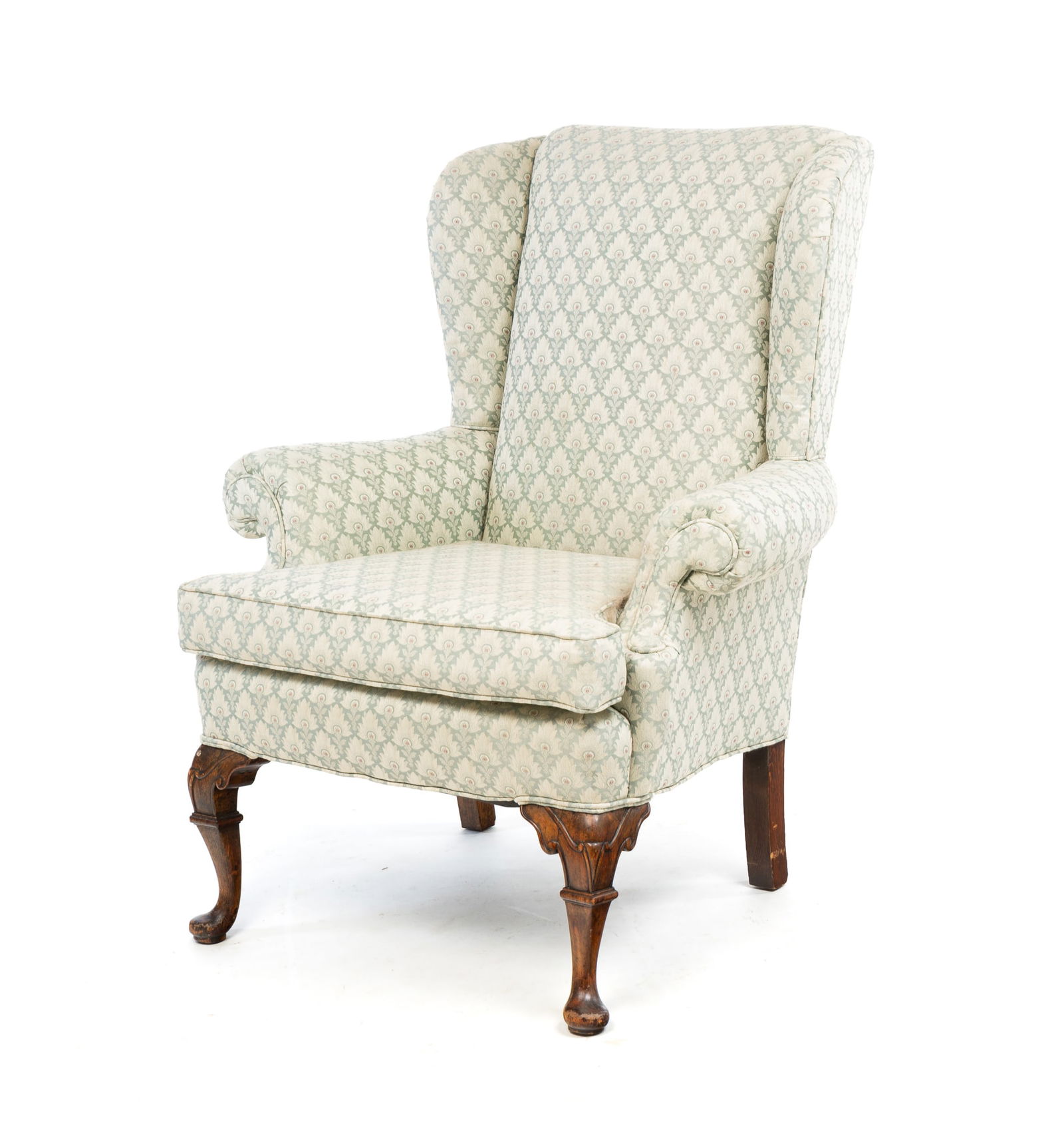 FINE QUEEN ANNE WING BACK CHAIR. (1 of 4)