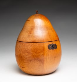 PEAR FORM SATINWOOD TEA CADDY.