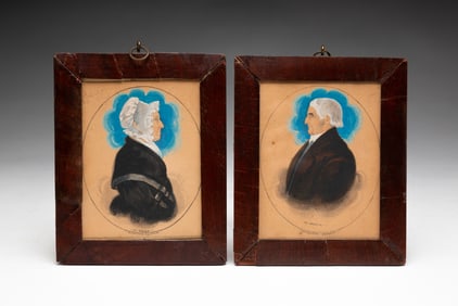 PAIR OF WATERCOLOR PORTRAITS BY JAMES SANFORD ELLSWORTH (1802-1874).