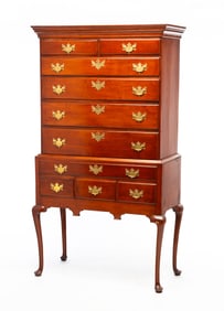 QUEEN ANNE "FLAT TOP" CHERRY HIGH CHEST.