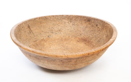 FINE LARGE TURNED BURL BOWL.