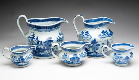 BLUE AND WHITE CANTON PITCHERS.