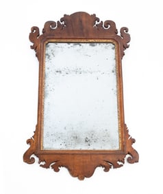LARGE AND IMPRESSIVE CARVED MAHOGANY CHIPPENDALE SCROLL MIRROR.