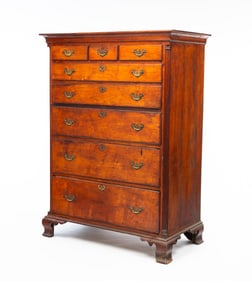 PENNSYLVANIA CHIPPENDALE WALNUT TALL CHEST.