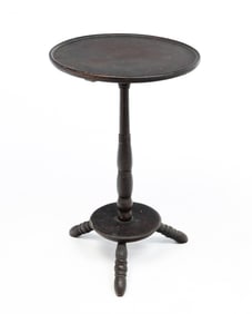 CHERRY DISH TOP CANDLESTAND WITH ORIGINAL FINISH.