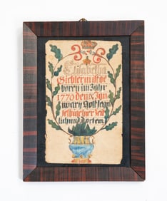 HAND PAINTED FRAKTUR DATED 1770.