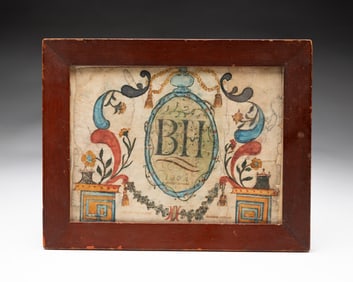 HAND PAINTED BOOKPLATE FRAKTUR.