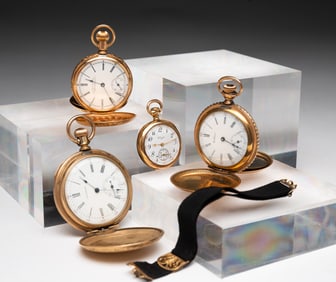 FOUR LADIES POCKET WATCHES.