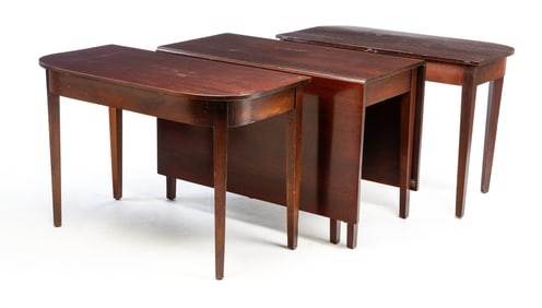 HEPPLEWHITE THREE PIECE BANQUET TABLE.