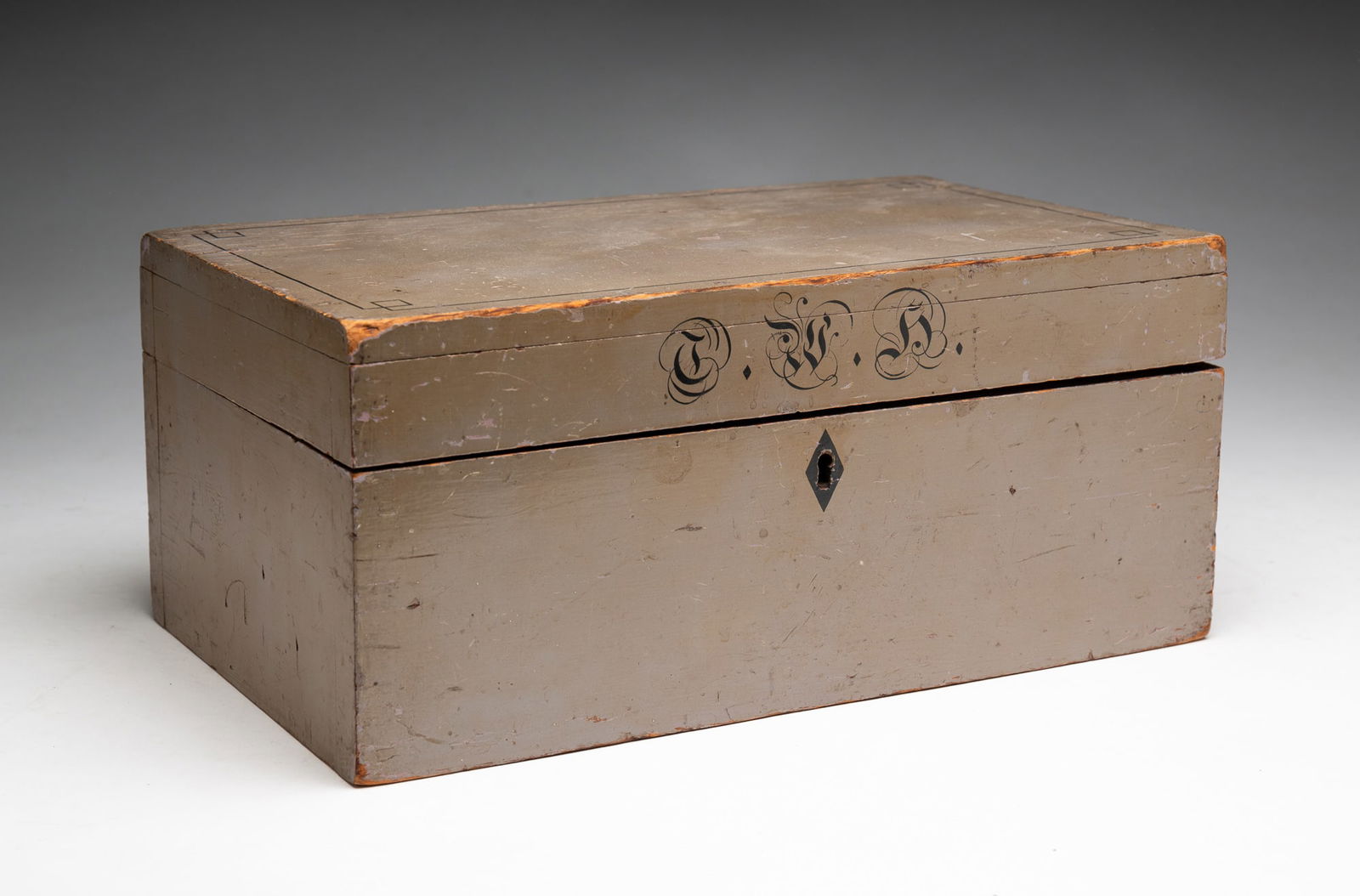 PAINT DECORATED DOCUMENT BOX. (1 of 5)